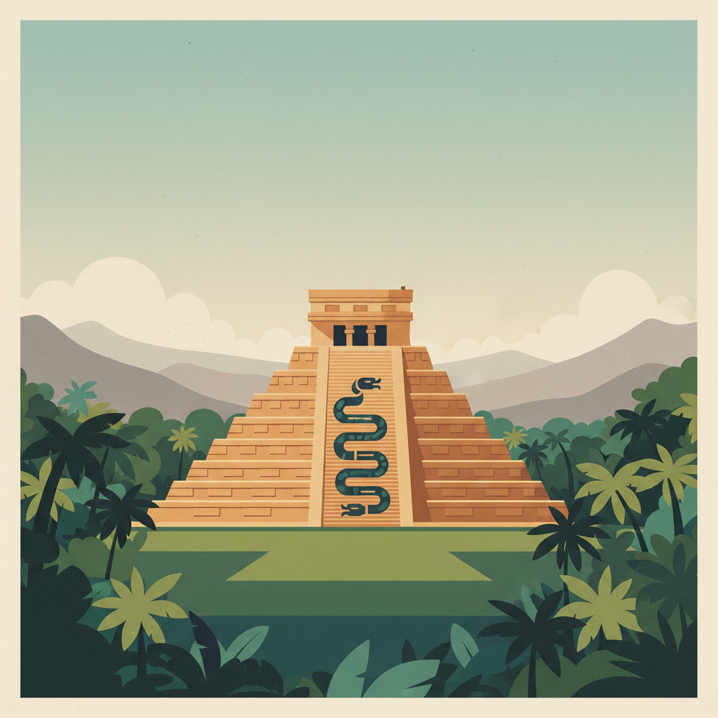 Chichén Itzá — illustrated travel poster print