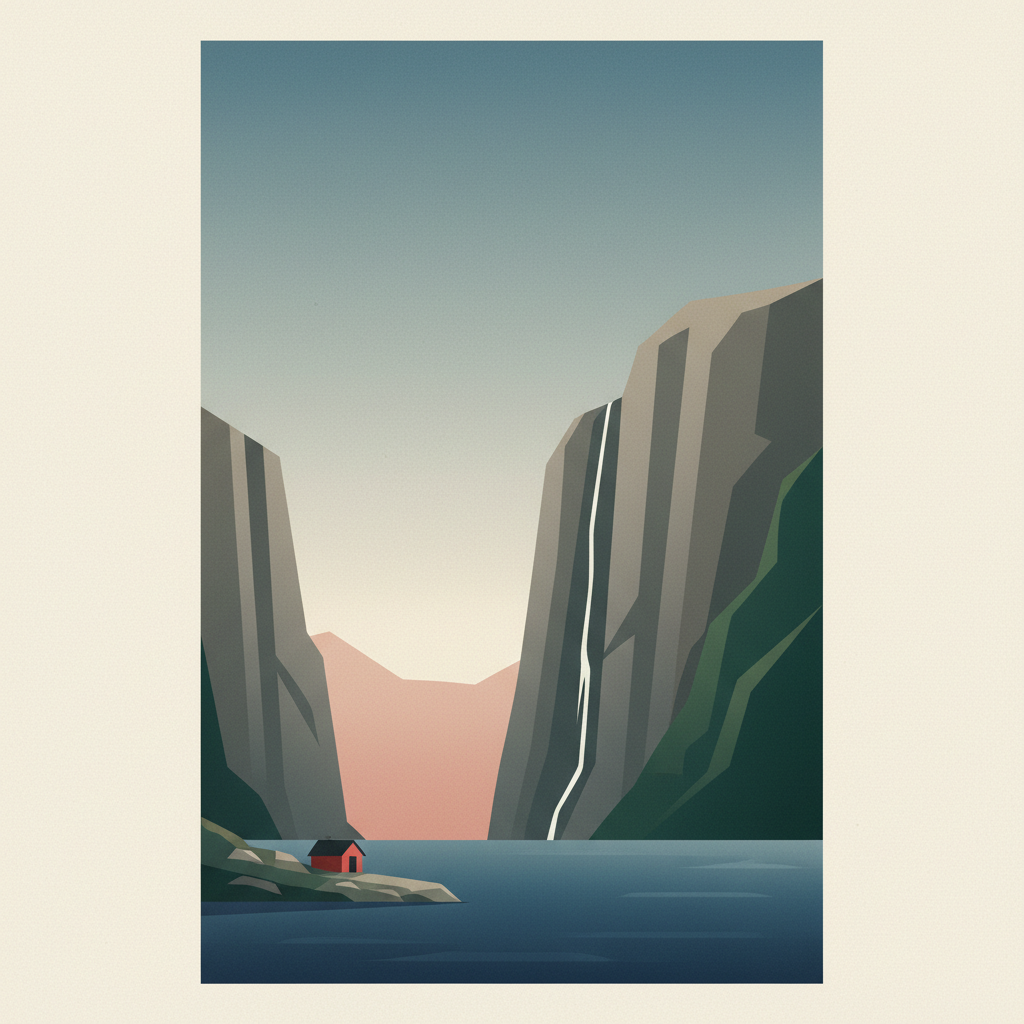 Norwegian Fjords — illustrated travel poster print