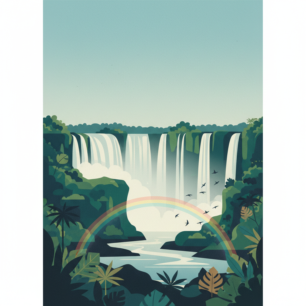 Iguazú Falls — illustrated travel poster print