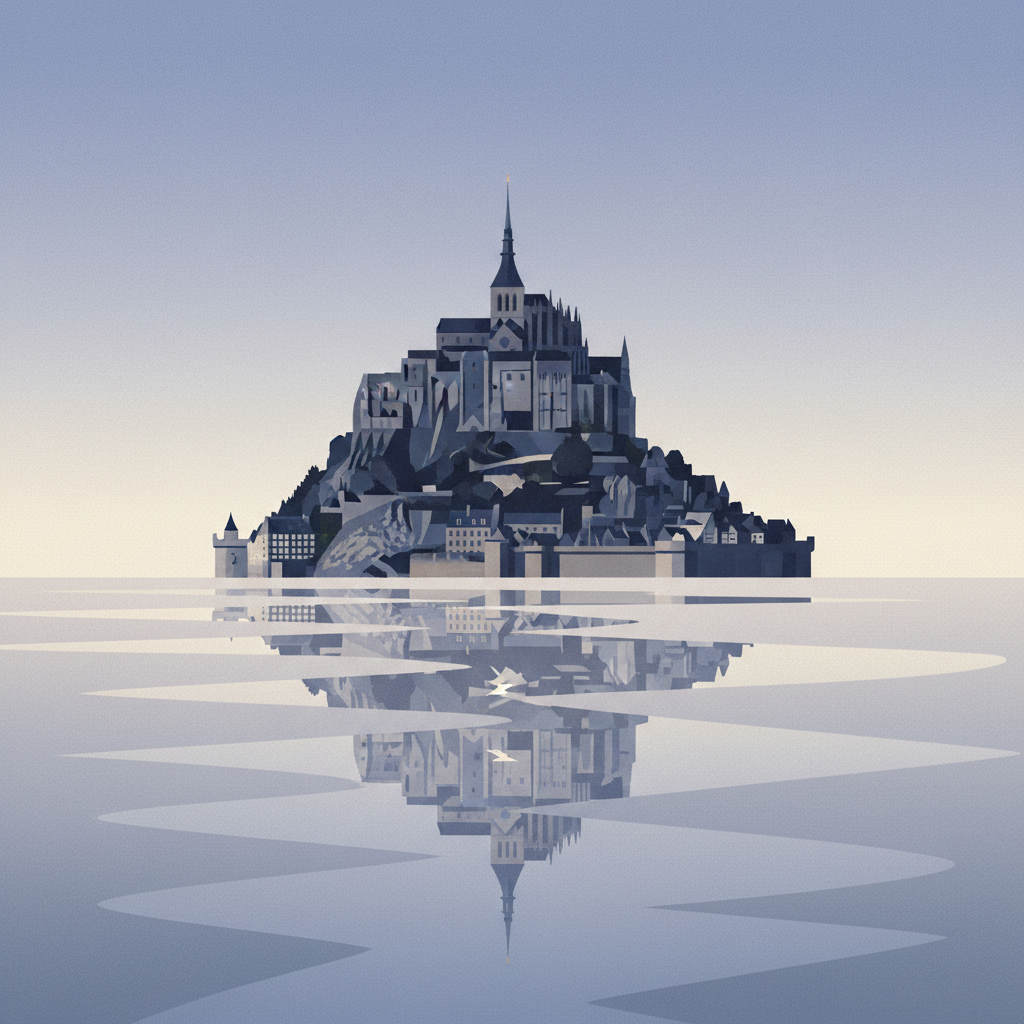 Mont-Saint-Michel — illustrated travel poster
