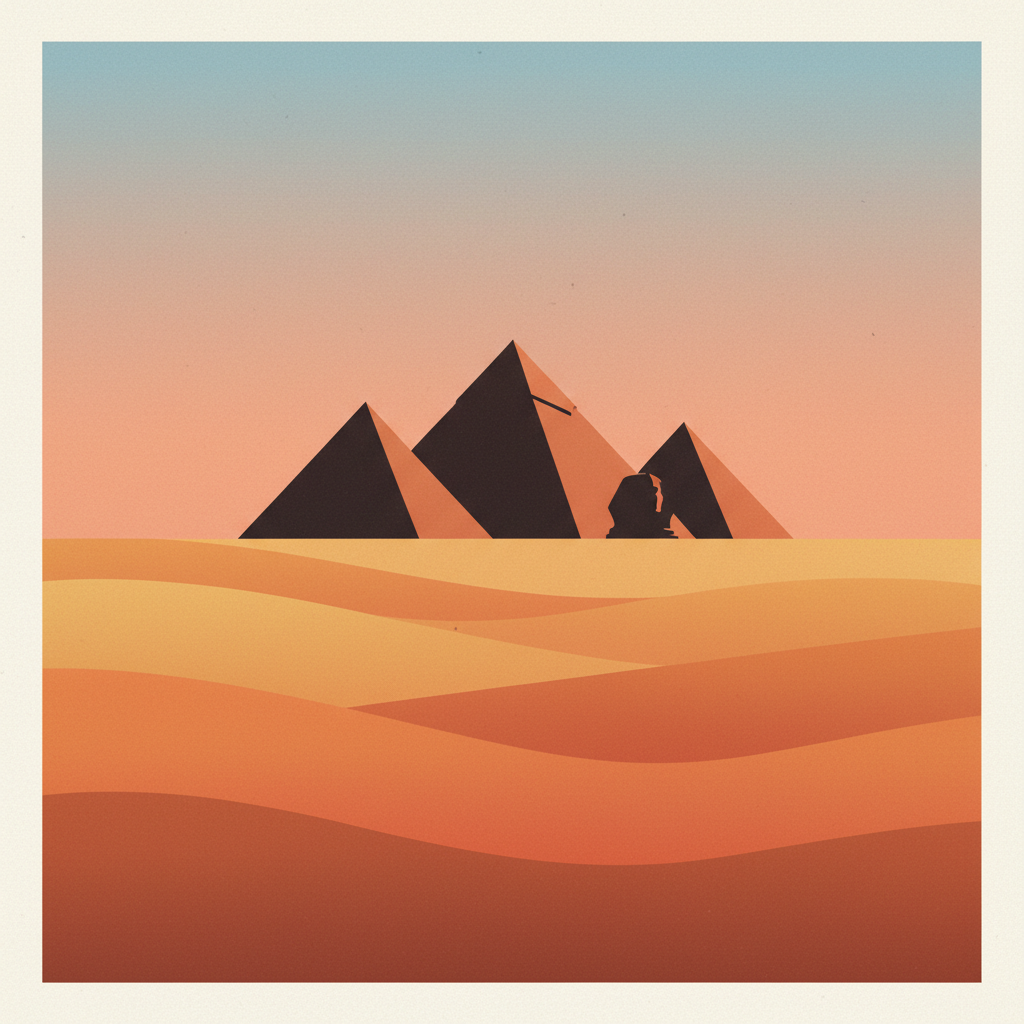 Pyramids of Giza — illustrated travel poster print