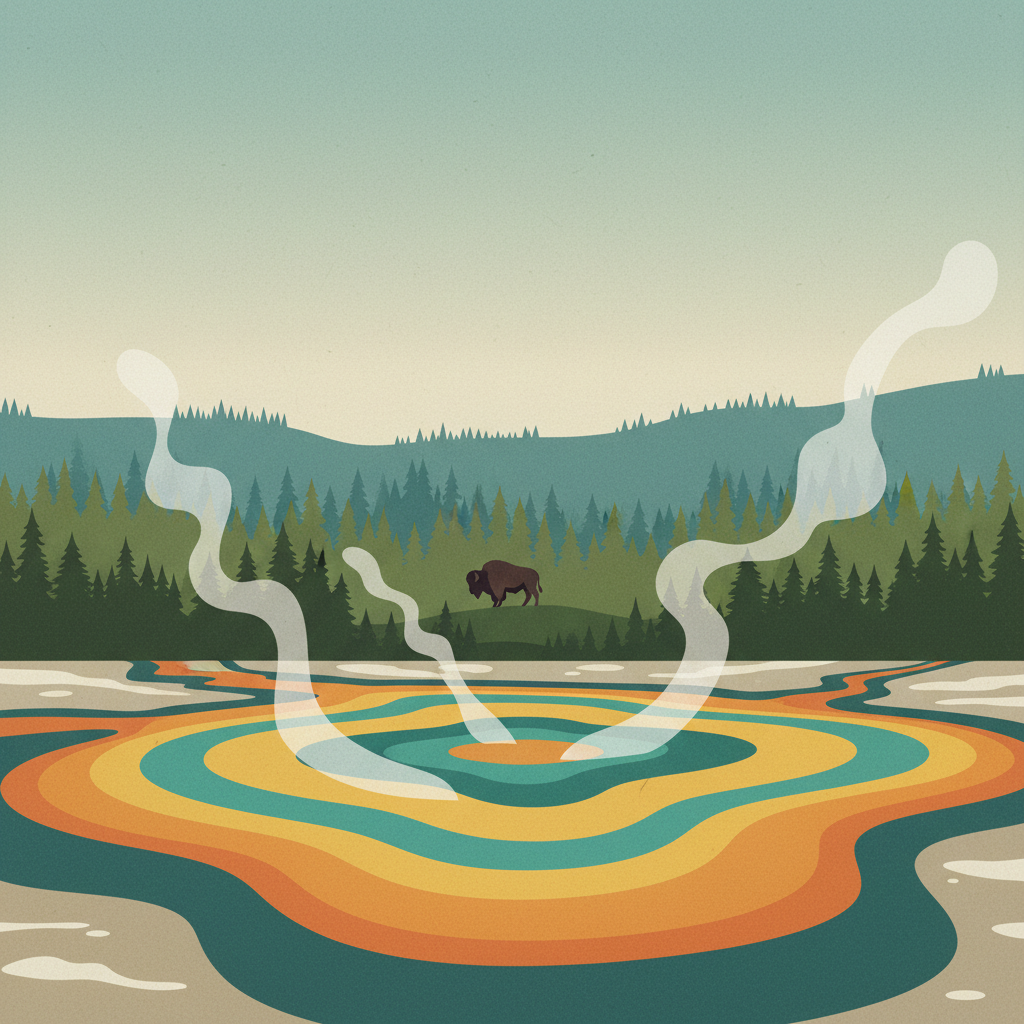 Yellowstone — illustrated travel poster print