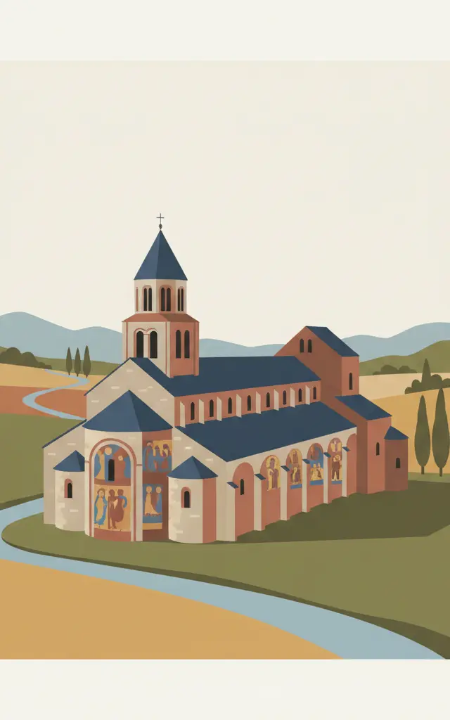Abbey Church of Saint-Savin sur Gartempe — illustrated travel poster