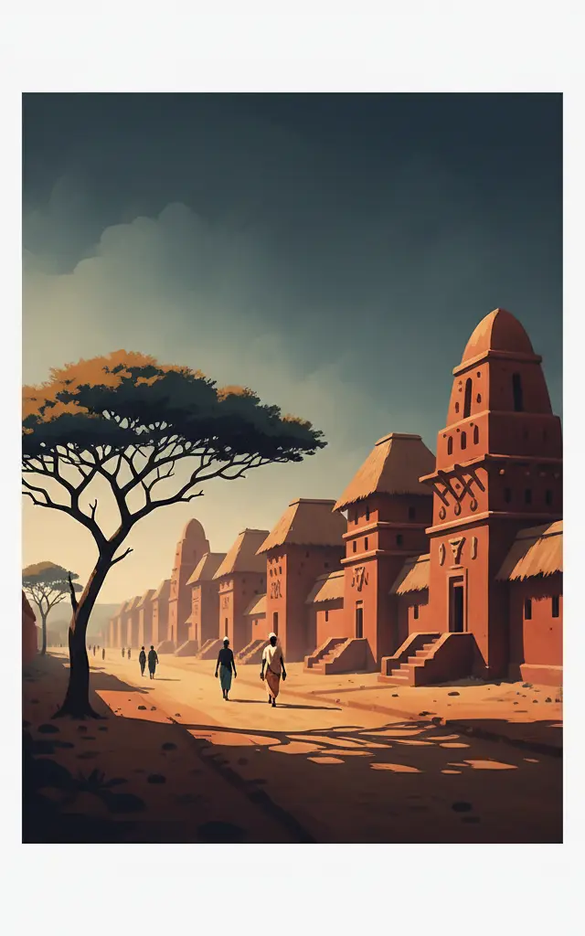 Royal Palaces of Abomey — illustrated travel poster