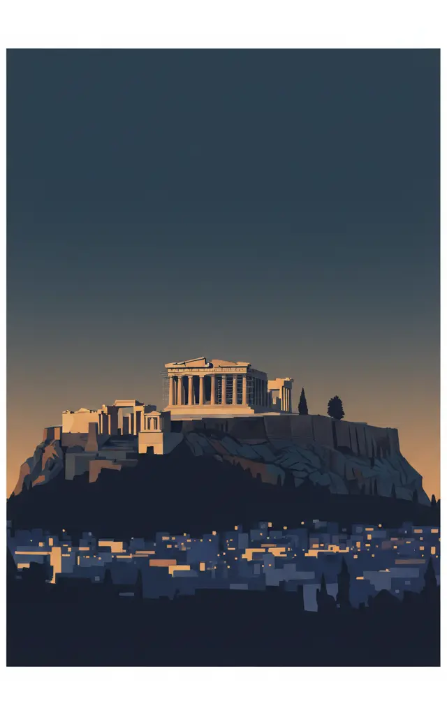 Acropolis, Athens — illustrated travel poster
