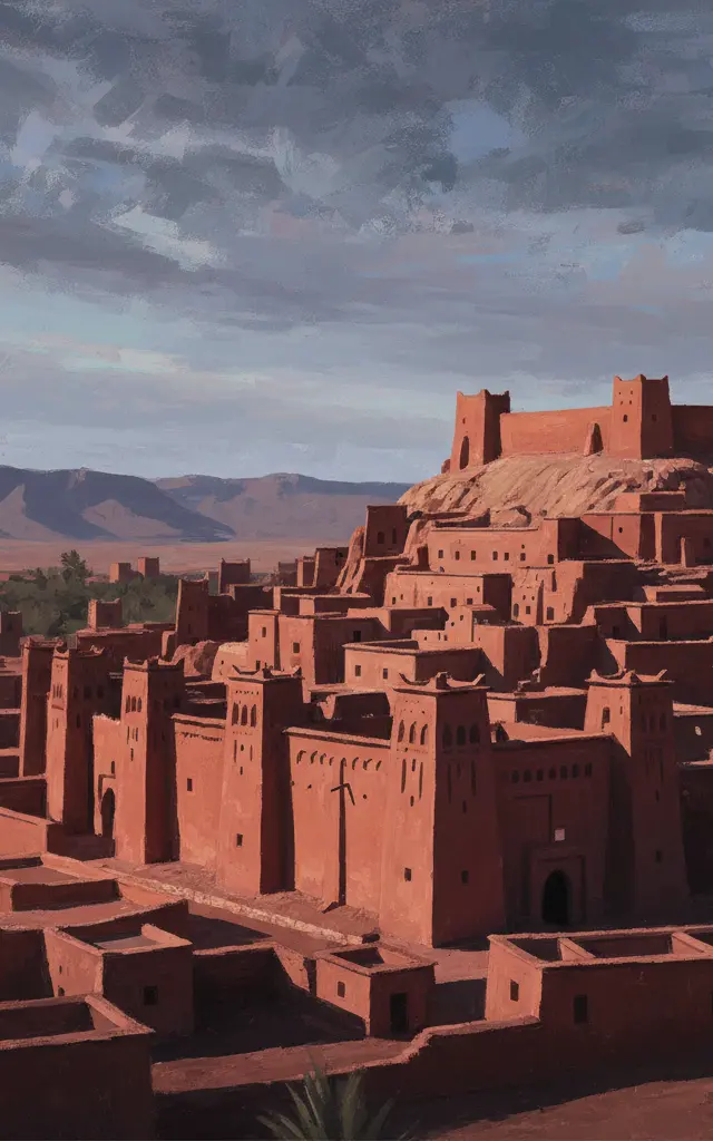 Ksar of Ait-Ben-Haddou — illustrated travel poster