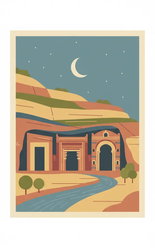 Ajanta Caves — illustrated travel poster