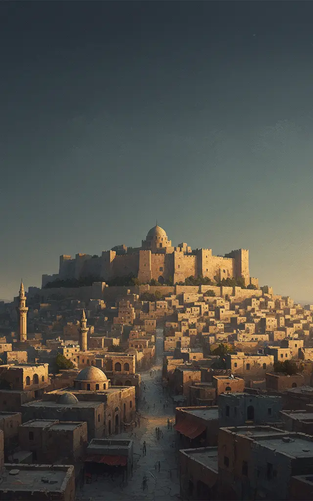 Ancient City of Aleppo — illustrated travel poster
