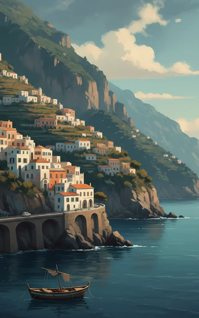 Costiera Amalfitana — illustrated travel poster