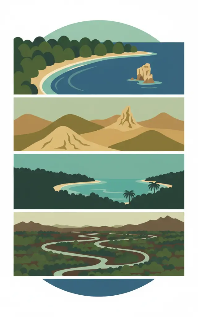 Amami-Oshima Island, Tokunoshima Island, Northern part of Okinawa Island, and Iriomote Island — illustrated travel poster