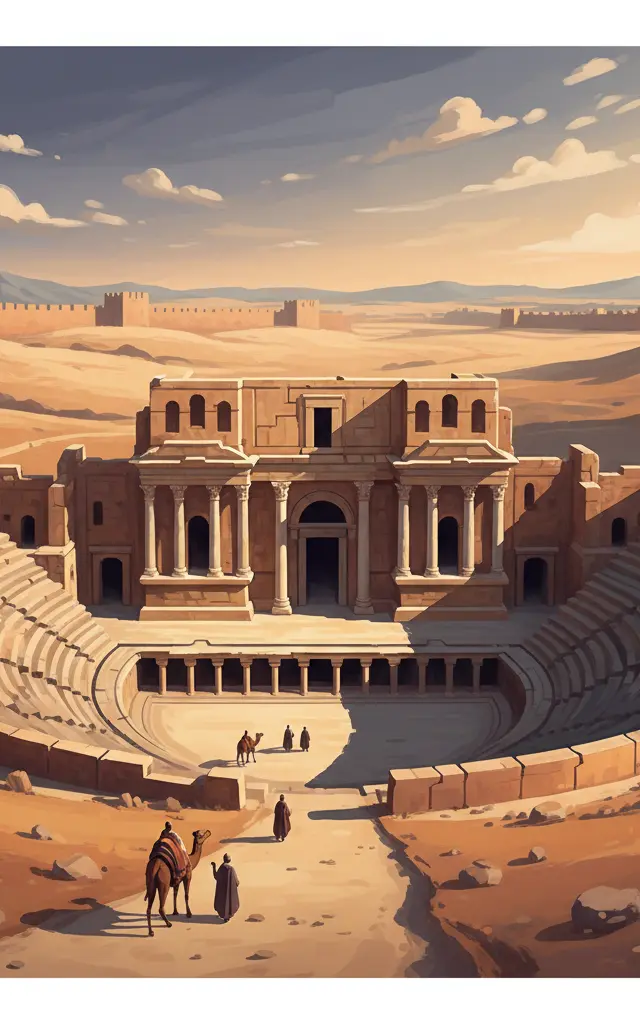 Ancient City of Bosra — illustrated travel poster