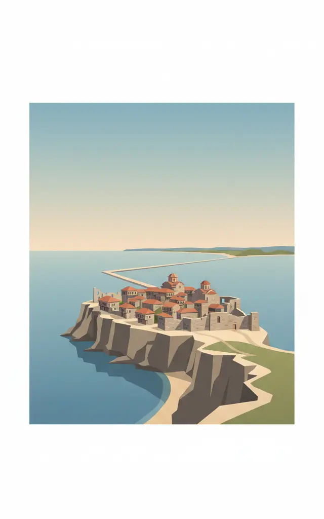 Ancient City of Nessebar — illustrated travel poster