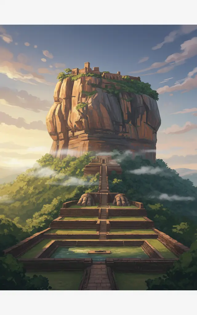 Ancient City of Sigiriya — illustrated travel poster