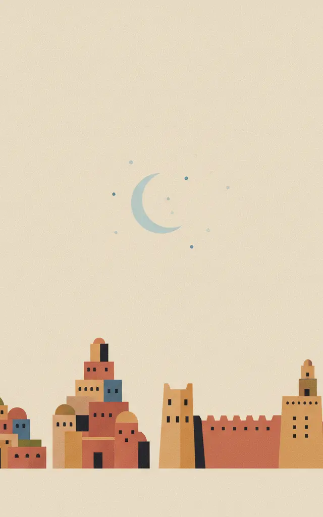 Ancient <I>Ksour</I> of Ouadane, Chinguetti, Tichitt and Oualata — illustrated travel poster
