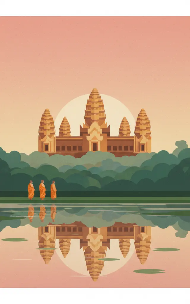 Angkor — illustrated travel poster