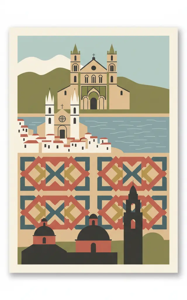 Arab-Norman Palermo and the Cathedral Churches of Cefalú and Monreale — illustrated travel poster