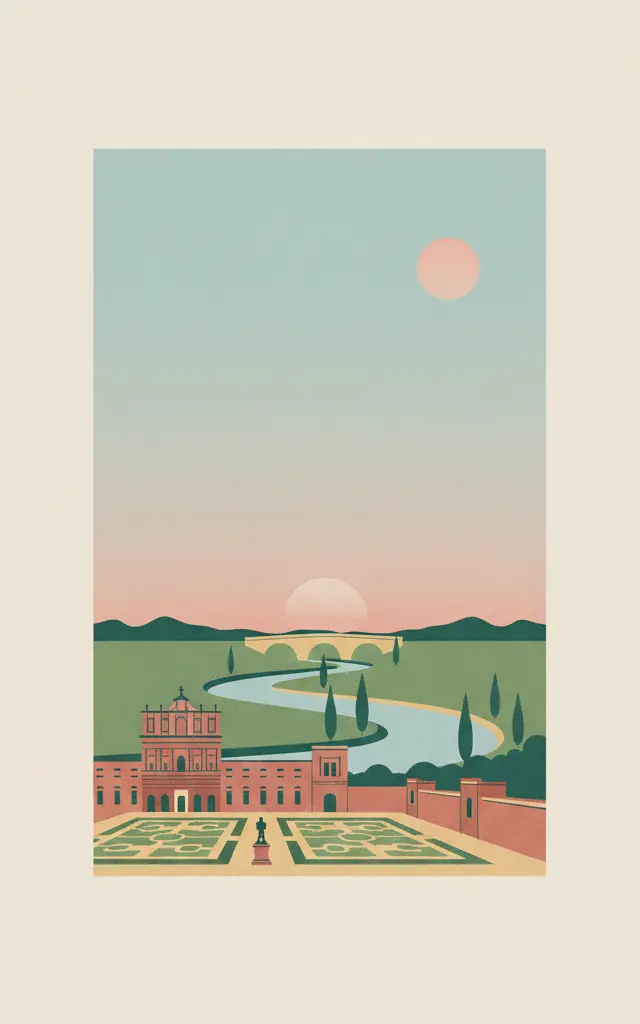 Aranjuez Cultural Landscape — illustrated travel poster
