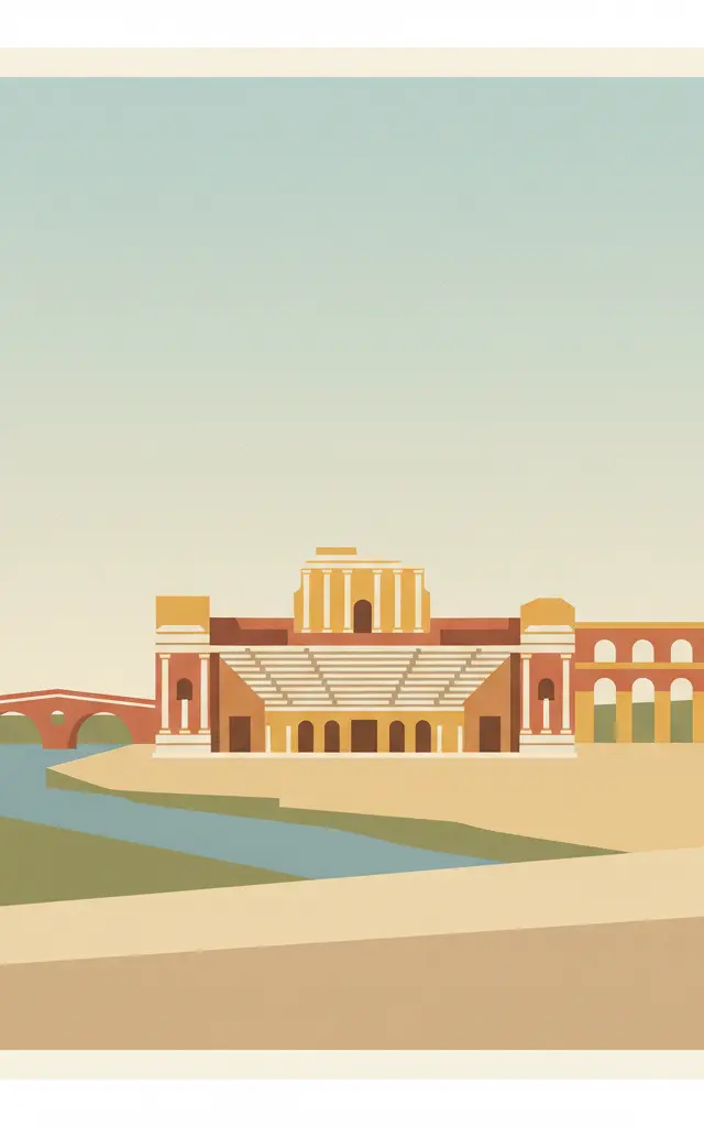 Archaeological Ensemble of Mérida — illustrated travel poster