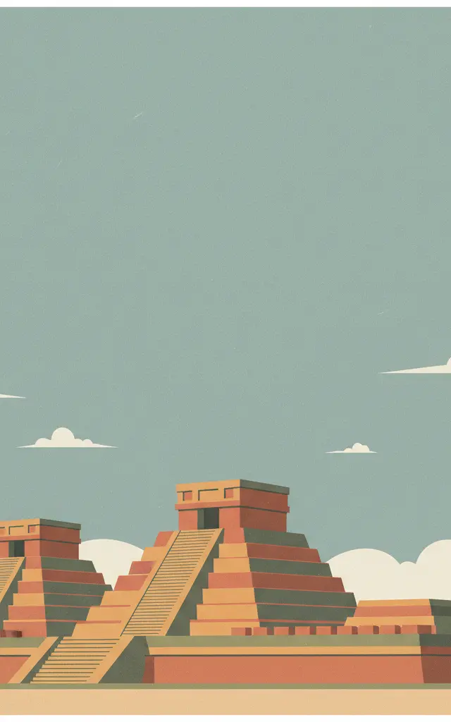Archaeological Monuments Zone of Xochicalco — illustrated travel poster