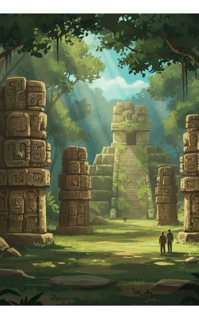 Archaeological Park and Ruins of Quirigua — illustrated travel poster