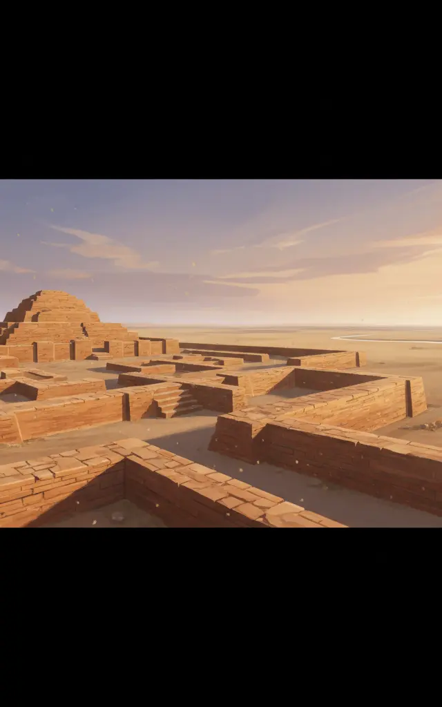 Archaeological Ruins at Moenjodaro — illustrated travel poster