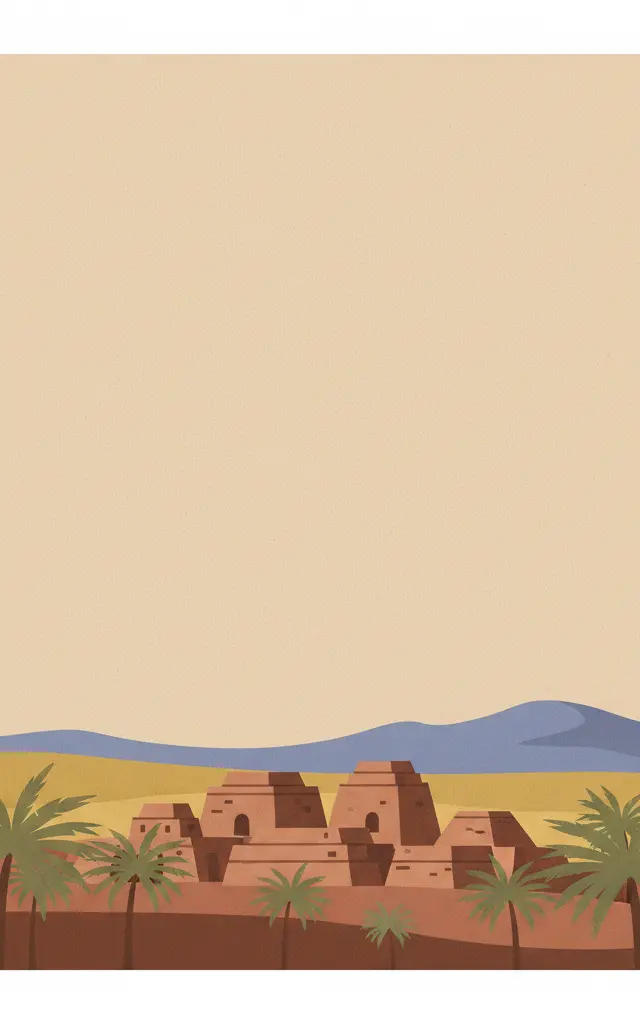 Archaeological Sites of Bat, Al-Khutm and Al-Ayn — illustrated travel poster