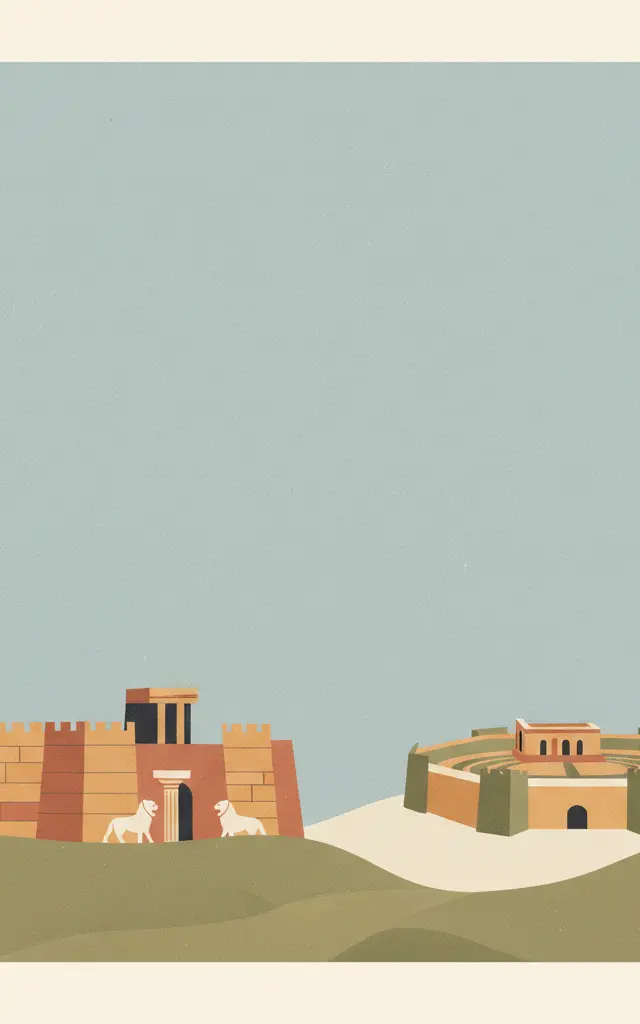Archaeological Sites of Mycenae and Tiryns — illustrated travel poster