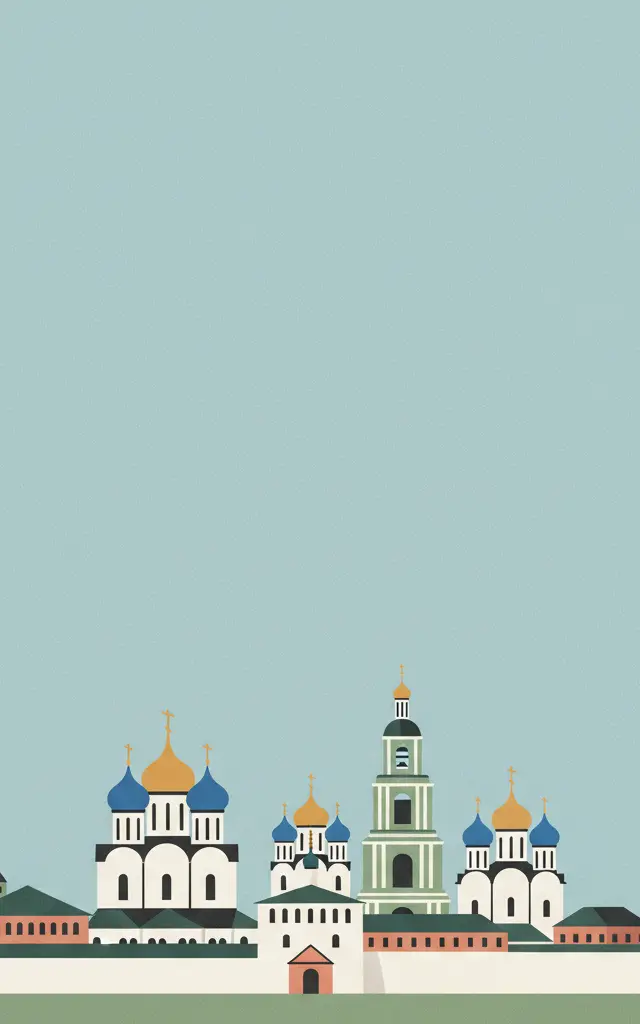 Architectural Ensemble of the Trinity Sergius Lavra in Sergiev Posad — illustrated travel poster