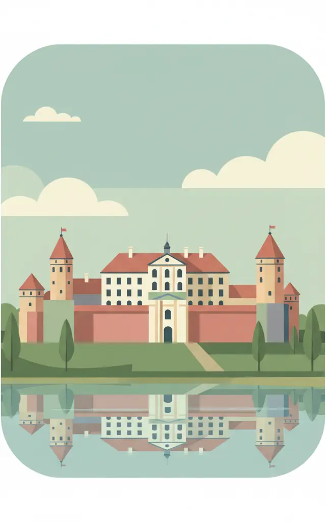 Architectural, Residential and Cultural Complex of the Radziwill Family at Nesvizh — illustrated travel poster