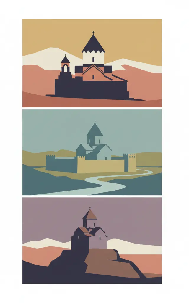 Armenian Monastic Ensembles of Iran — illustrated travel poster