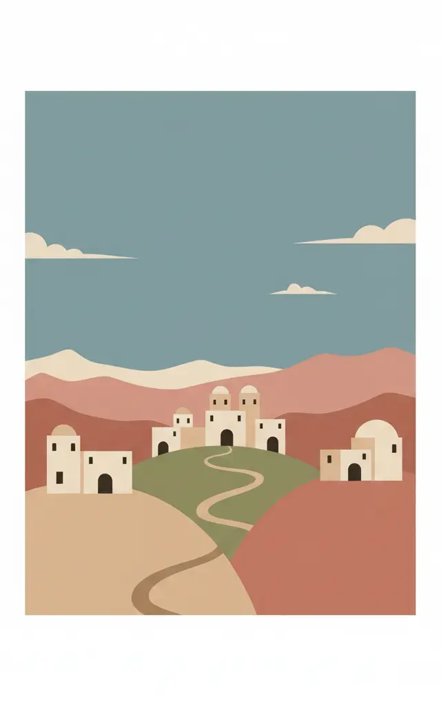 As-Salt - The Place of Tolerance and Urban Hospitality — illustrated travel poster