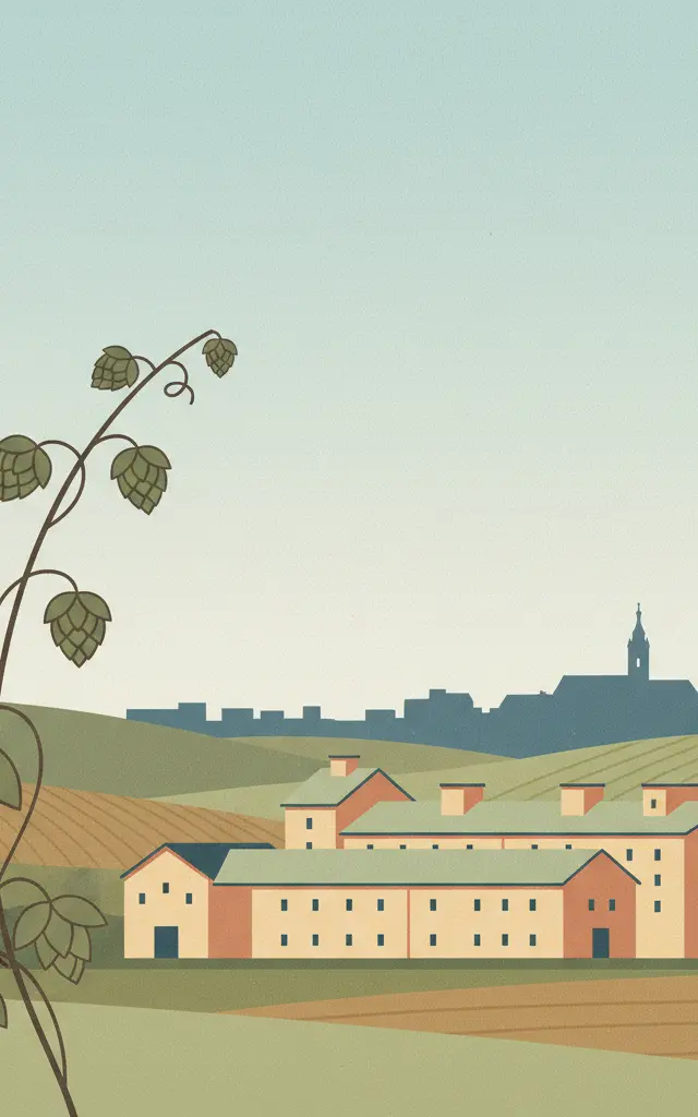 Žatec and the Landscape of Saaz Hops — illustrated travel poster