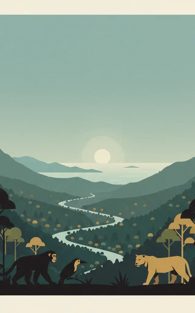 Atlantic Forest South-East Reserves — illustrated travel poster