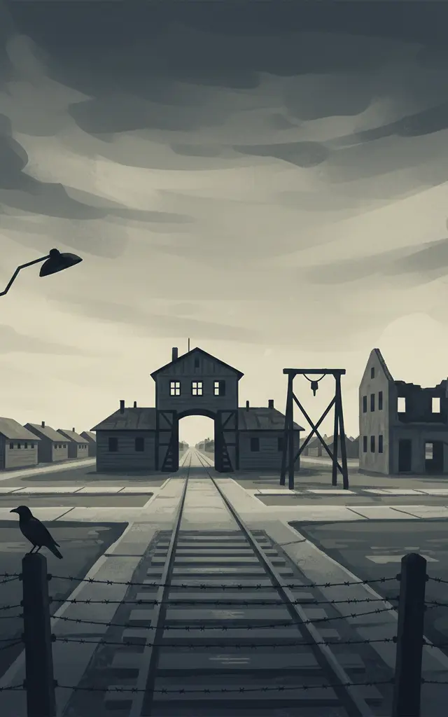 Auschwitz Birkenau <br /><small>German Nazi Concentration and Extermination Camp (1940-1945)</small> — illustrated travel poster