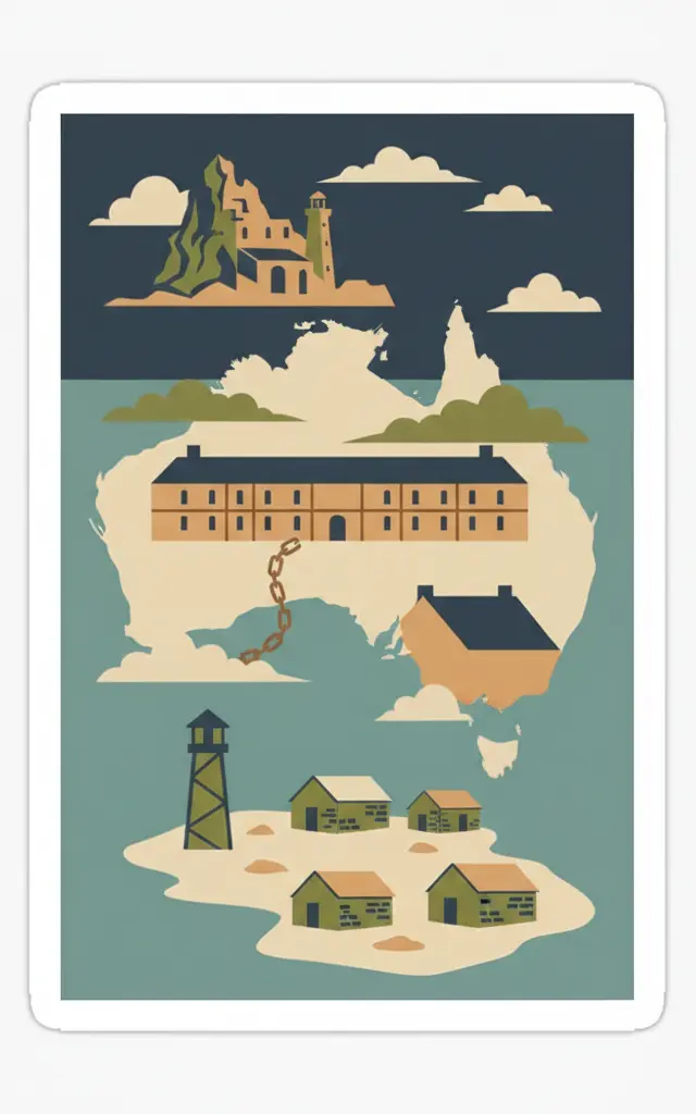 Australian Convict Sites — illustrated travel poster