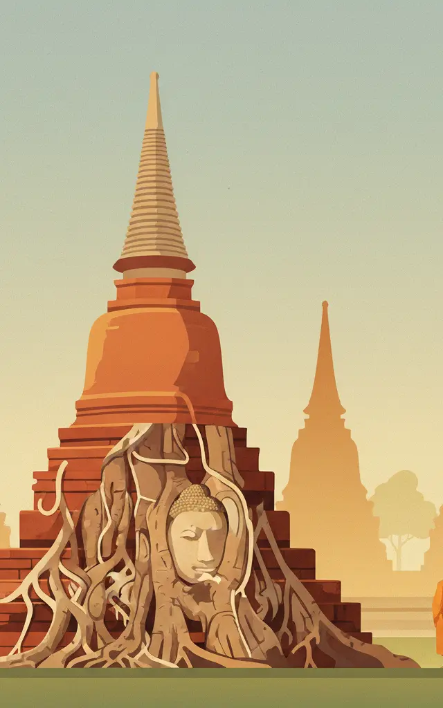 Ayutthaya — illustrated travel poster