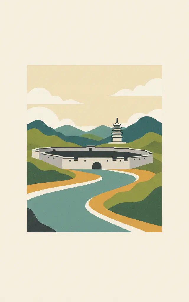 Baekje Historic Areas — illustrated travel poster