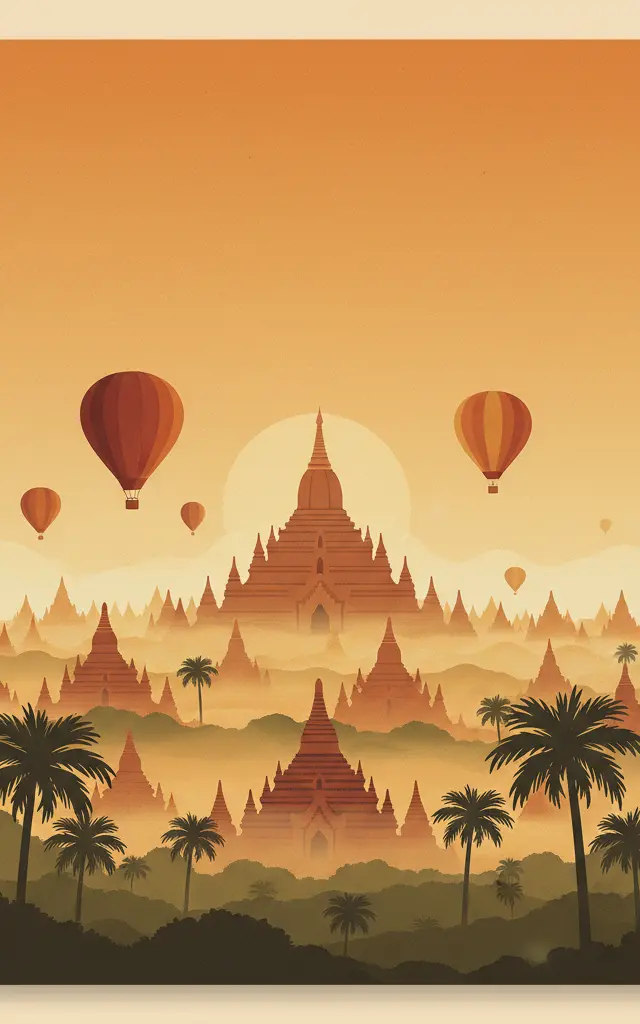 Bagan — illustrated travel poster
