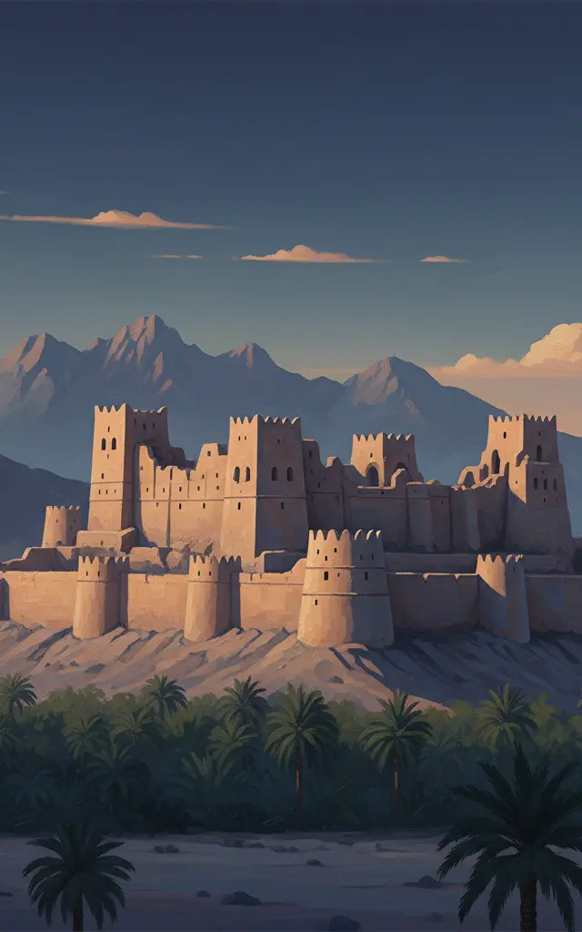 Bahla Fort — illustrated travel poster
