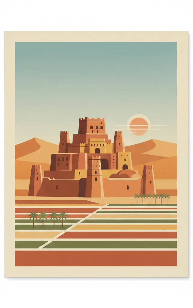 Bam and its Cultural Landscape — illustrated travel poster