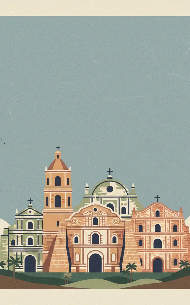 Baroque Churches of the Philippines — illustrated travel poster