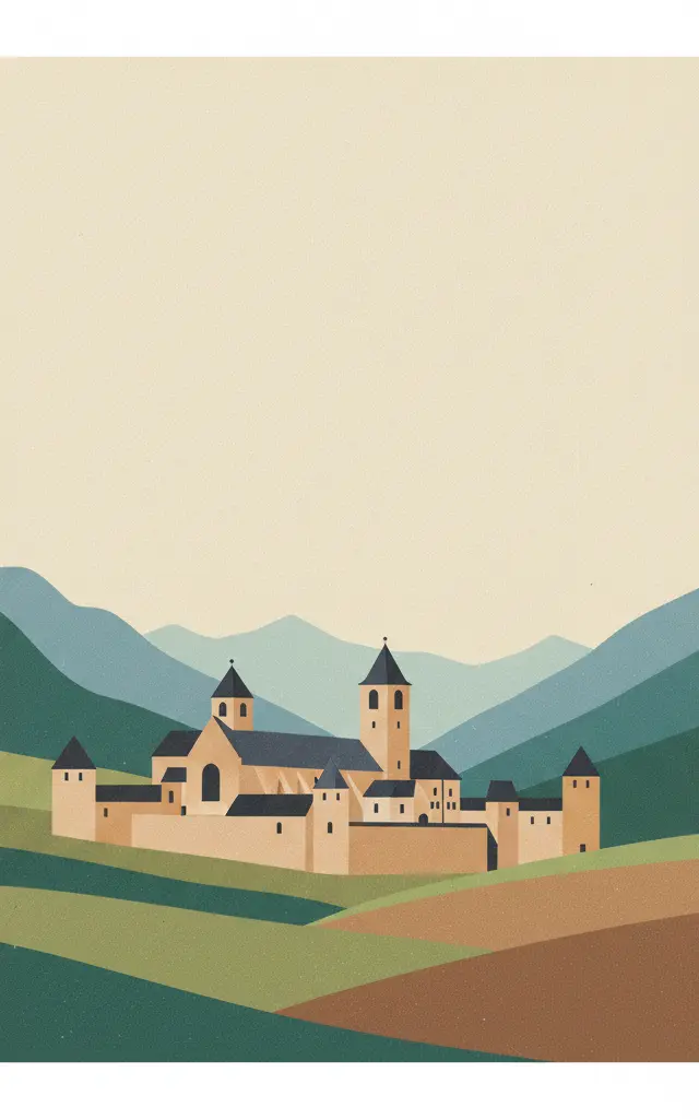 Benedictine Convent of St John at Müstair — illustrated travel poster