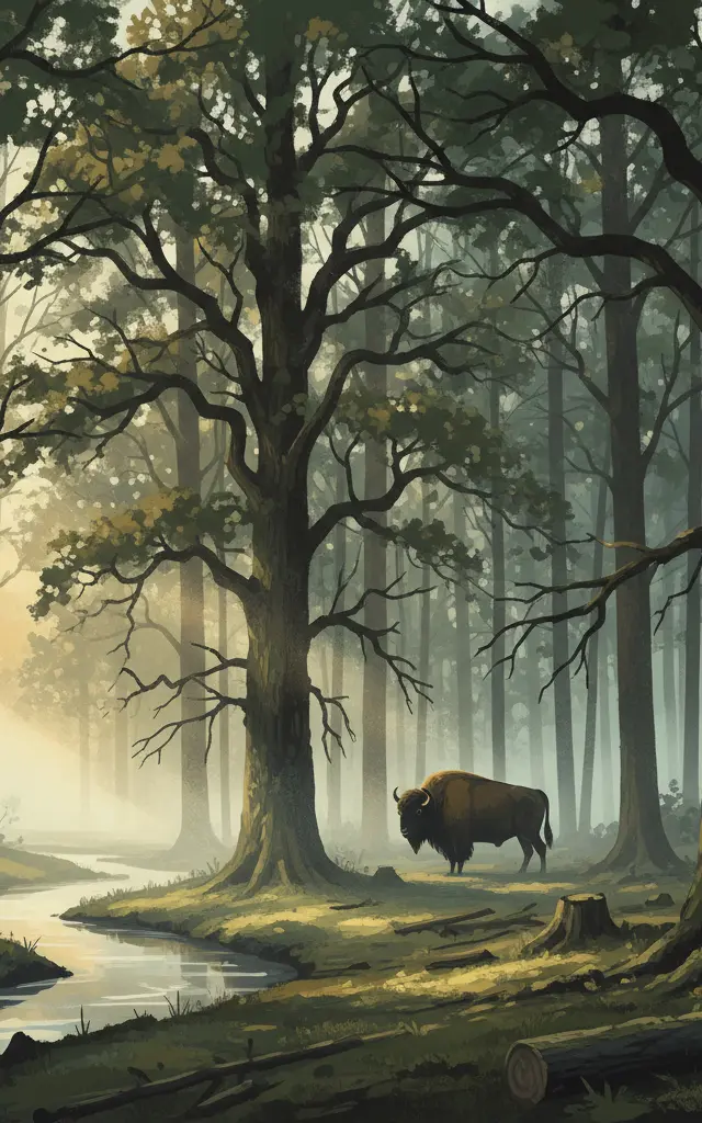Białowieża Forest — illustrated travel poster