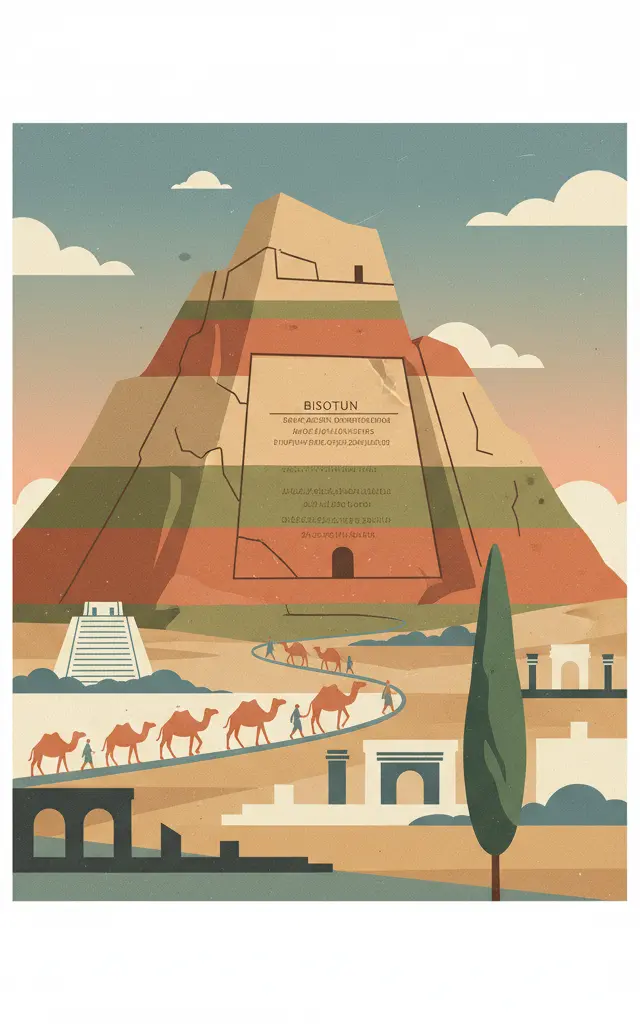 Bisotun — illustrated travel poster