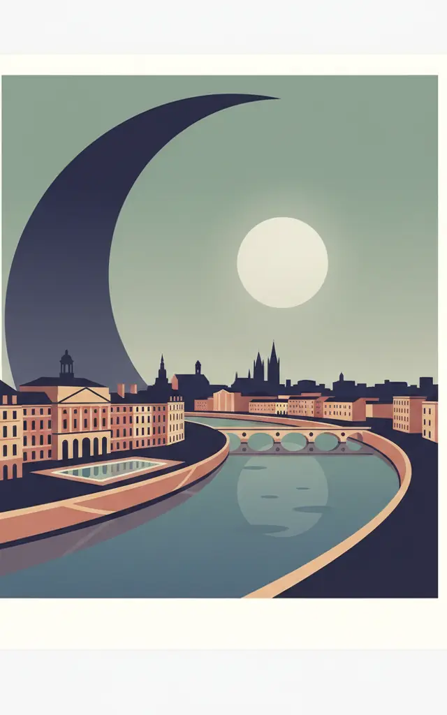 Bordeaux, Port of the Moon — illustrated travel poster