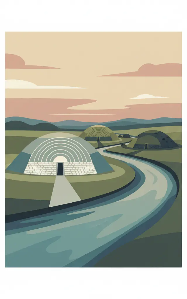 Brú na Bóinne - Archaeological Ensemble of the Bend of the Boyne — illustrated travel poster