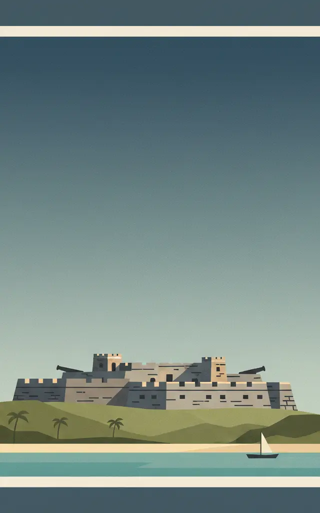 Brimstone Hill Fortress National Park — illustrated travel poster