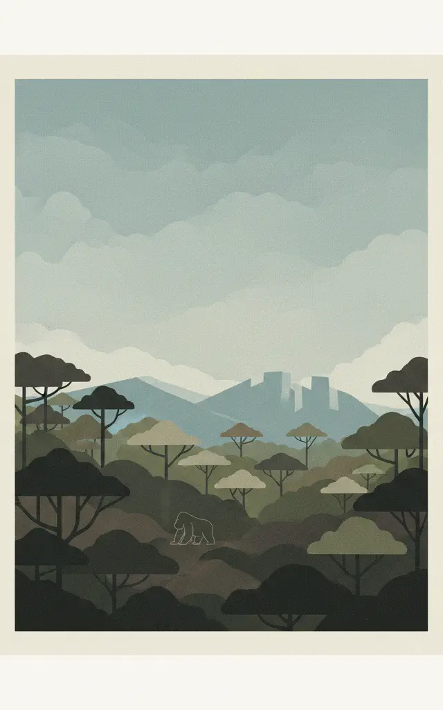 Bwindi Impenetrable National Park — illustrated travel poster