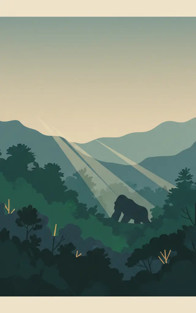 Bwindi Impenetrable Forest — illustrated travel poster