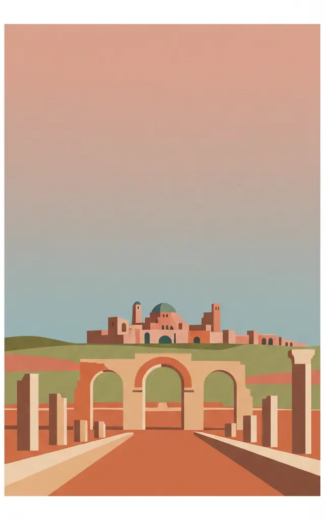 Caliphate City of Medina Azahara — illustrated travel poster